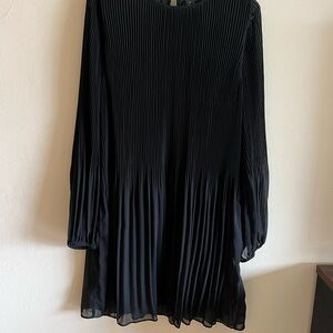 Halogen Black Long Sleeve Pleated Dress